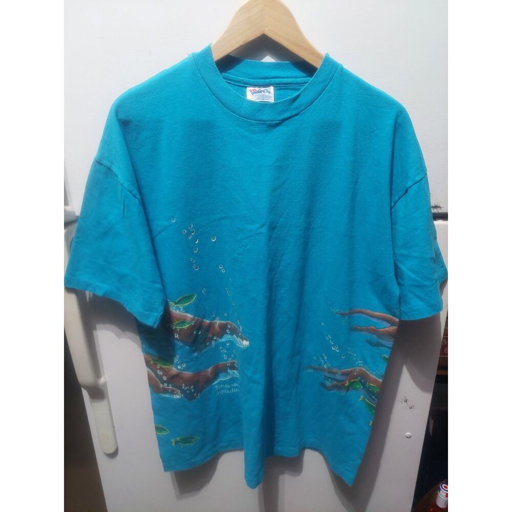Vintage 90s Single Stitch Hanes Beefy-T Sea Otter Shirt XL Tennessee Aquarium US